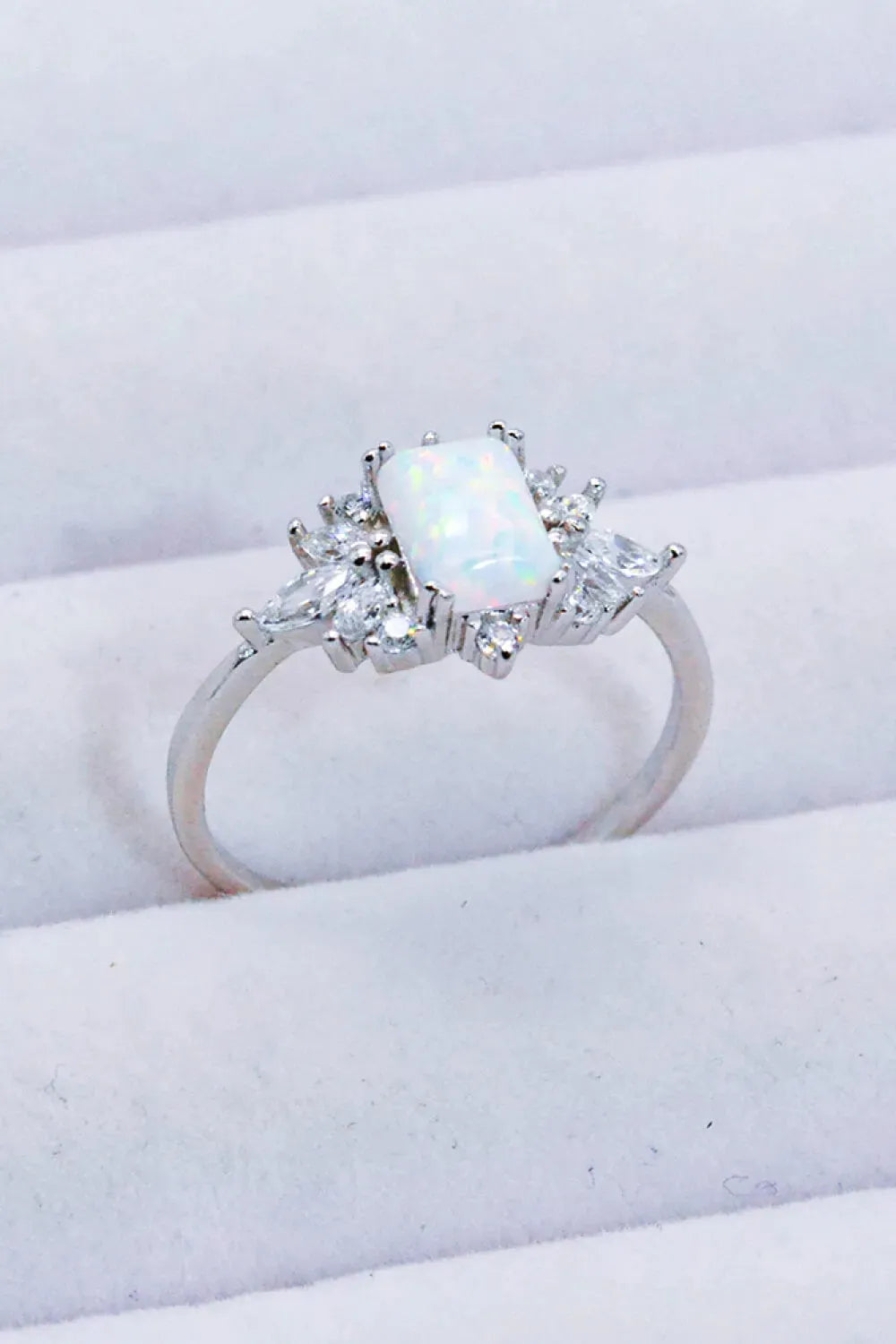 925 Sterling Silver Zircon and Opal Ring Opal - Tophatter Daily Deals